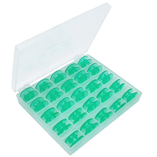 Fbshicung 25Pcs/Box Green bobbins with Thread Hole Compatible with Husqvarna Viking #4125615-45,4123078-GS,4131825-45