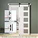 COSHOMER 30in x 84in 5-Panel Sliding Glass Barn Door with 5ft Hardware Kit Included, Easy Assembly with Pre-Drilled Holes, Waterproof, Frosted Glass for Bathroom-Fit Max Opening 28in x 82in, White