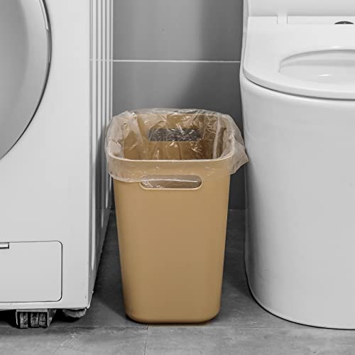 Image of UUJOLY Plastic Small Trash Can Wastebasket, Garbage Container Basket for Bathrooms, Laundry Room, Kitchens, Offices, Kids Rooms, Dorms, 3.5 Gallon, Khaki | Compact Sturdy Garbage Can for Bathroom, Laundry Room, Kitchen, Office, Kids Room, Dorm, Durable, Easy to Clean