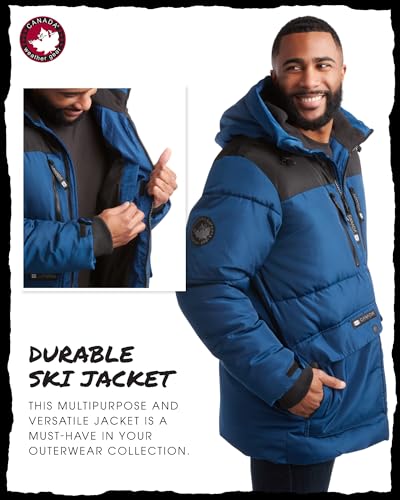 Image of CANADA WEATHER GEAR Mens Winter Puffer Jacket - Heavyweight Insulated Ski Jacket Hooded Mens Coats Weather Resistant Coat