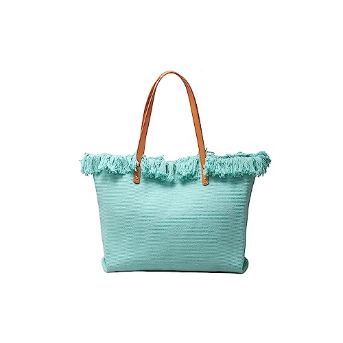 Image of CORIOS Tote Bag for Women Cute Canvas Shoulder Bag Summer Vibe Beach Bag Casual Handbag Bohemian Hobo Bag with Tassels