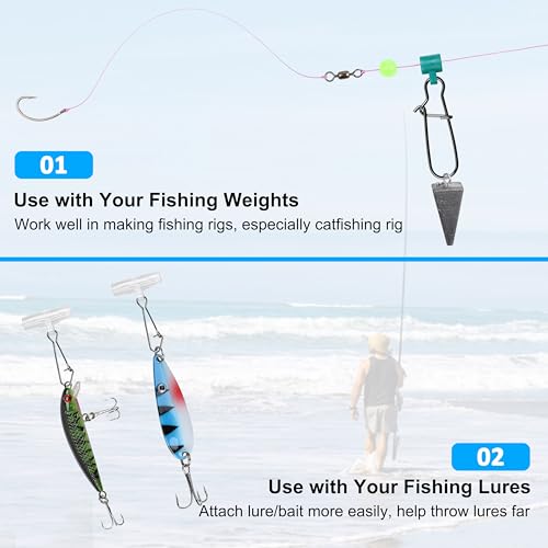 Fishing Line Sinker Slides, 70pcs Heavy Duty Sinker Slider with Stainless Steel Duo-Lock Snap Swivel Weights Connector for Catfishing Rig Tackle - Image 5