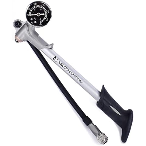 VeloChampion Federgabel Dämpferpumpe für MTB Hochdruck Pumpe 300 PSI mit Manometer + Entlüftungsventil Cover