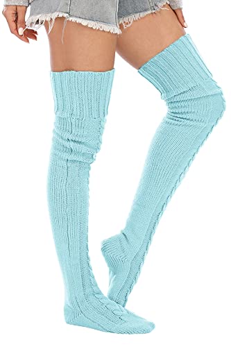 Image of Leoparts Women's Cable Knitted Thigh High Boot Socks Extra Long Winter Stockings Over Knee Leg Warmers