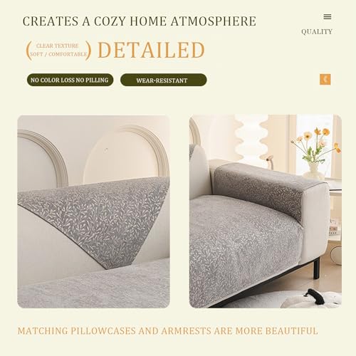 Funda de sofá antideslizante protector universal lavable antiarañazos de tela gris 7