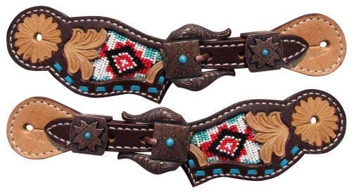 Showman Sporenriemen aus Leder für Jugendliche mit Perlen-Navajo-Einlagen