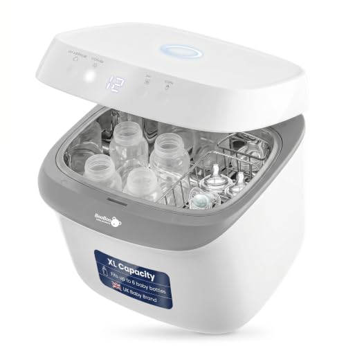 BooBoo Baby Pro UV Steriliser for Baby Bottles Dummies Toys and Everyday Accessories Fast 11-Minute Sterilisation Kills 99.9% of Harmful Bacteria 4-in-1 Large Capacity Electric Steriliser