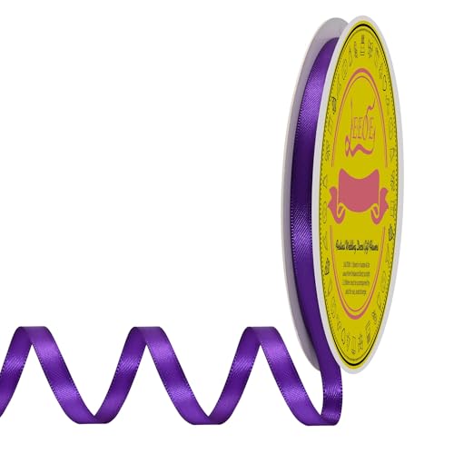 Image of Double Face Purple Satin Ribbon 1 /4 inch X 50 Yards Polyester Purple Ribbon for Gift Wrapping Very Suitable for Weddings Party Hair Bow Invitation Decorations and More