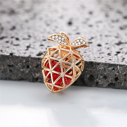 Image of Cute Lemon Brooch Pin for Women Rhinestone Fruit Little Brooch Sparkling Crystal Strawberry Cherry Enamel Pin Christmas Birthday Art Deco Jewelry Gifts