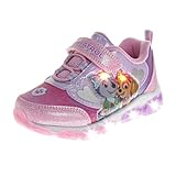 Nickelodeon Girls Paw Patrol Shoes - Kids Toddler Light Up Sneakers LED Skye and Everest Slip-On Lightweight Tennis Breathable Character Athletic Running Shoes - Pink/Purple (Size 11 Little Kid)