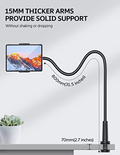 Image of Rupoku Gooseneck Tablet Holder Phone Stand, Flexible Tablet Stand, 360 Adjustable Lazy Arm Holder Clamp Mount Bracket Bed for 4.0~10.5 inch iPad Air Mini, Galaxy Tabs, iPhone, Switch, Kindle Fire, etc