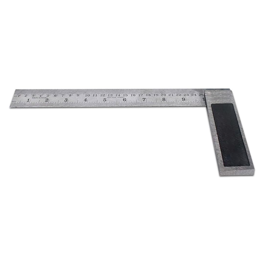 B K JAGAN & Stainless Steel Try Square Scale Ruler Measurement Tool (10" Inch)