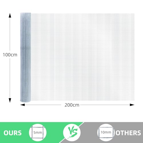 CCLIFE Hühnerzaun Geflügelnetz , Maschenweite 6.3 mm , Höhe 100 cm , Länge 2/5 m , Verzinkt Silber