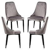 Regalos Miguel - Packs Sillas Comedor - Pack 4 Sillas Kan Terciopelo - Gris - Envío Desde España