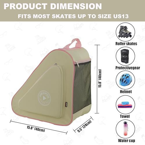 HEXIFUL Skate Bag to Carry Ice Skates, Inline Skates, Roller Skates and Quad Skates for Both Kids and Adults (Jasmine/Pink 013) by HEXIFUL - Image 4