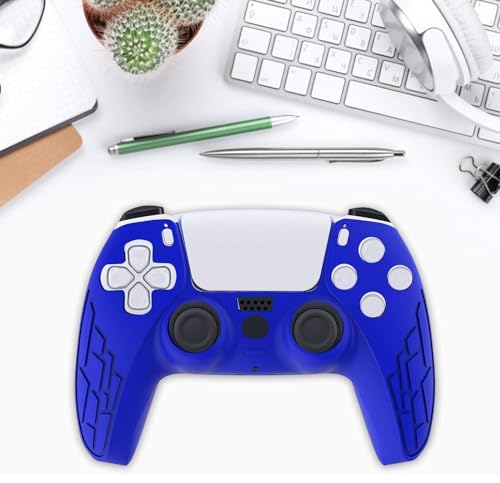 Image of TMG Anti-Slip Controller Silicone Skin for Ps5, Ergonomic Rubber Protective Case with 2 PC matching Thumb Grips (Blue)
