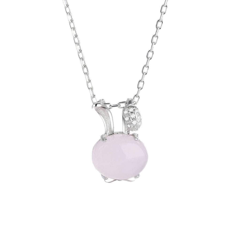 Collier cristal rose argent S925 chaîne clavicule pendentif fleur de pêche - 6