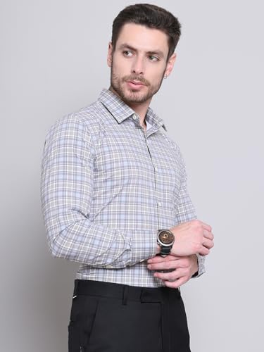 Image of Majestic Man Comfort Slim Fit Cotton Blend Checked Casual Shirt