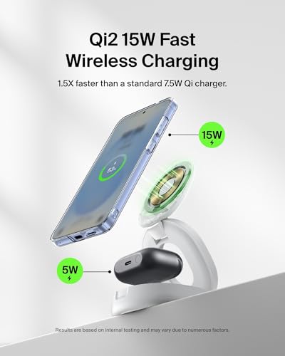 Belkin Qi2 15W Wireless Fast Charging Station, 2 in 1 iPhone Charger - image 3
