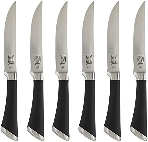 Chicago Cutlery Fusion 6 Piece Forged Premium Steak Knife Set, Cushion-Grip Handles with Stainless Steel Blades, Resists Stains, Rust, & Pitting, Kitchen Knives