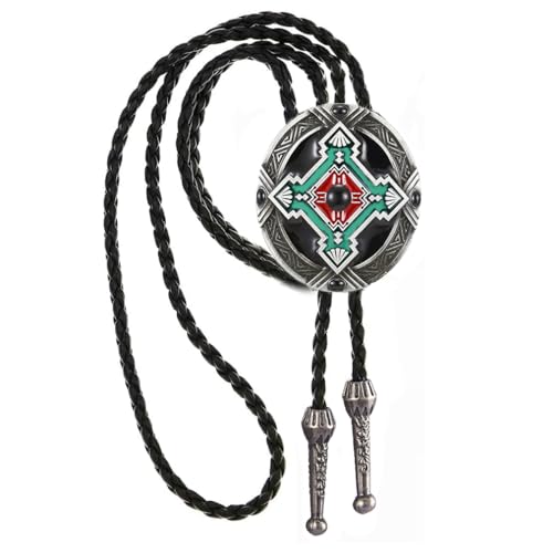 Image of Joxevyia Bolo Tie for Men Vintage Cow Skull Leather Rope Western Cowboy Necktie Vintage Bola Tie Gift for Him