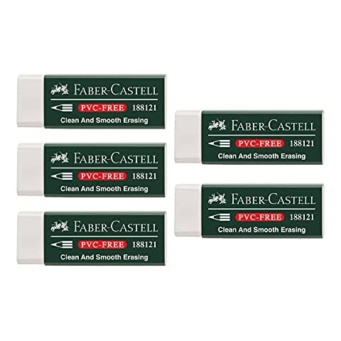 Faber-Castell 205002 - Radierer 188121, PVC-Free, Kunststoff, weiß, 5 Stück Cover