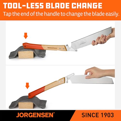 Image of JORGENSEN Japanese Pull Saw KATABA, 10-3 /8 Inch Folding saw with Premium SK5 Steel Blade, 14 TPI, Woodworking Handsaw for Hardwood & Softwood, Wood Trim
