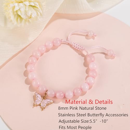 Girls Birthday Gifts Butterfly Bracelets Gift Box,for Daughter Granddaughter Friends Niece Teens Natural Stone Bead Bracelets3