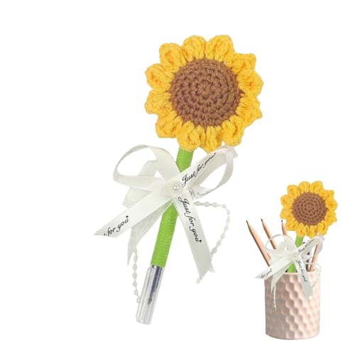 Lápices de girasol - Lápices de punto de bola de flores hechos a mano | Bolígrafos para favores de fiestas, regalos para profesores, decoración de escritorio y escritura diaria | Lindo papel de carta