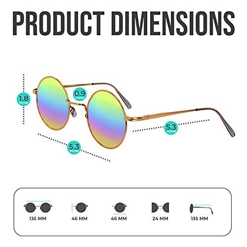 Image of Retro Round Sunglasses Small Colored Lens Hippie Glasses