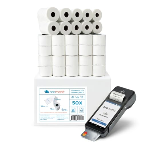 56x16 Yazar Kasa Pos Rulosu 50 Adet (5 Paket), Termal Rulo, 48 Gsm, Bitme uyarı şeridi, Bpa İçermez, 56mmx16m