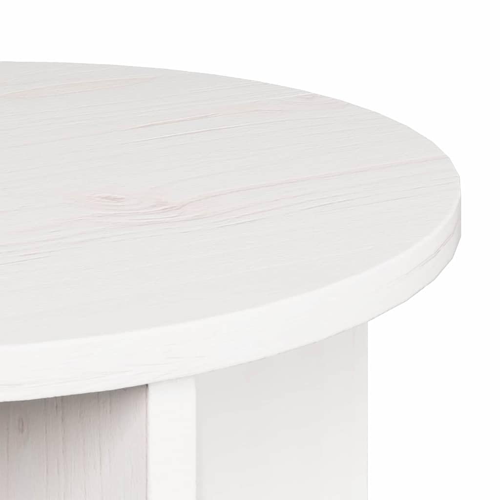 Hothingwell Couchtisch, rund, 2-teilig, weiß, Kiefernholz, massiv | Reines Design, einfache Montage, Verwendung im Innenbereich, Wohnzimmer, Pflege mit feuchtem Tuch