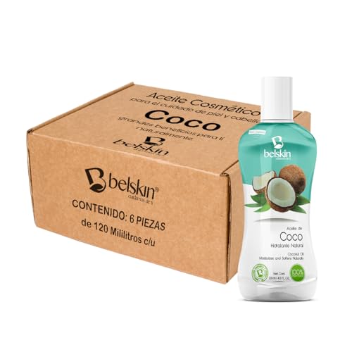 Lista de Coca C del mes. 34 BELSKIN Pack 6 Aceites de Coco 120ml c/u | Aceite Cosmético Natural para Cabello, Rostro y Cuerpo | Hidratación Multiuso