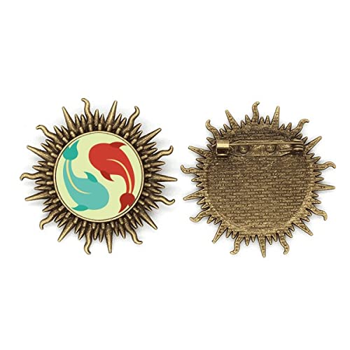 Broche en métal avec motif Taichi aux finitions ciselées et détails argentés haut de gamme