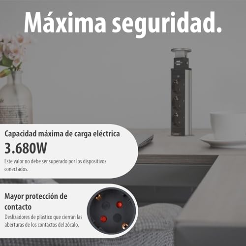 Regleta de mesa empotrable Brennenstuhl Tower Power con cable de 2 metros 5