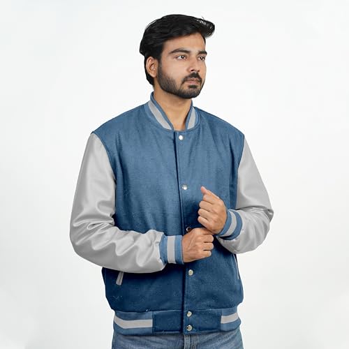 Image of Men's Fashion Varsity Jacket Causal Slim Fit Wool Letterman Baseball Bomber Jackets