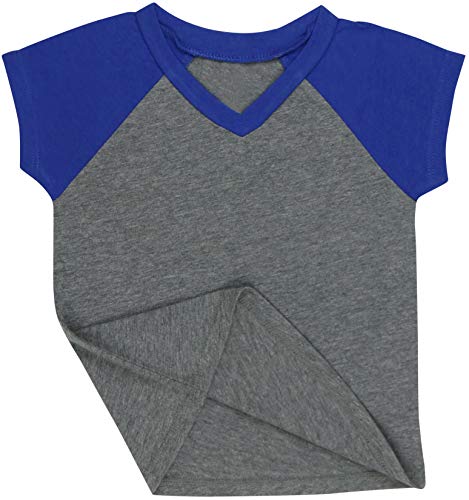 Image of ToBeInStyle Kids Boys Girls Cotton Jersey Contrast Raglan V-Neck Tee T-Shirts