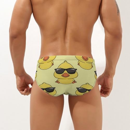 Cute Yellow Duck with Glasses Mens Swim Briefs Quick Dry Swimming Trunks Training Swimsuit Low Rise Swimwear2