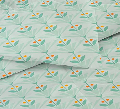 Image of HOMEKART 220 GSM Microfiber 4-Piece Comforter Bedding Set for Double Bed | King Size AC Comforter with Flat Bedsheet (90x100 Inch) & 2 Pillow Covers | Soft, Lightweight & All-Season | Green Leaf