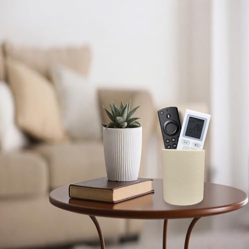 Image of Leather Pen Holder, Beige Pencil Holder, Desktop Elegant Pen Holder for Desk, Stationery Organizer for School Office Home Dorm