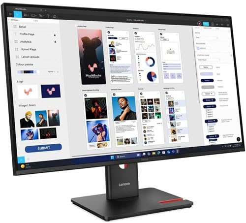 Image of Lenovo ThinkVision T32UD-40 32 inch Class 4K UHD LED Monitor - 16:9 - Eclipse Black