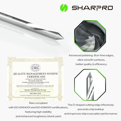 Image of 60 Degree V Groove Router Bits 1 /8 Shank, O Flute bit for CNC /Router Engraving, Chamfering & Lettering, Chamfer End Mill for Wood, Aluminum, Acrylic, Plastic, PVC