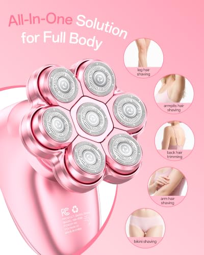 Image of Electric Razors for Women, 5-in-1 Womens Electric Shavers for Legs,7D Waterproof Wet Dry Travel Body Hair Remover Bikini Shavers Gift for Lady Face Underarms Public
