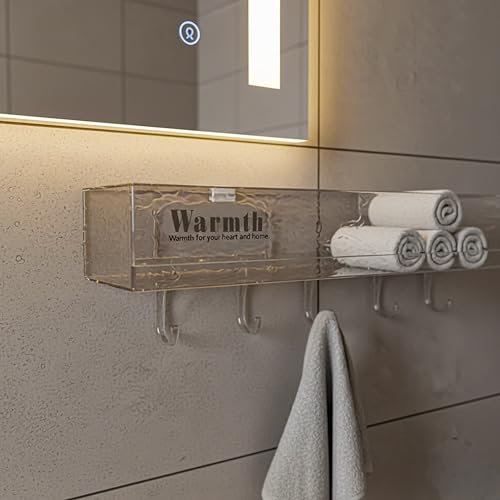 Image of IBELL Waterproof No-Punch Shower Shelf Organizer with Hooks | Bathroom Storage Rack for Shampoo & Shower Gel | Easy Installation Shower Caddy | Dimensions: L: 40.5 cm, W: 10 cm, H: 7 cm