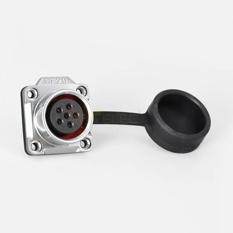 SF20 6 Pin Plug+Socket Waterproof 4-Hole Flange Metal Aviation Quick Push-Pull Circular Industrial