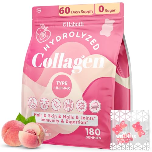 Collagen Gummies for Women, Hydrolyzed Collagen Peptides Type I, II, III, V, X, 0 Sugar, Collagen Gummies for Skin, Wrinkles, Hair, Nails, Digestive, Immune Health, 180 Collagen for Women Gummies