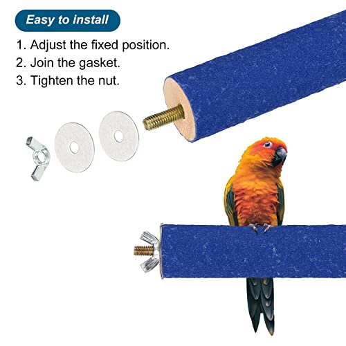 Image of PATIKIL 1.1x5.5 Inch Bird Cage Perch, Parrot Stand Paw Grinding Stick Bird for Parakeet Cockatiel Cage Accessory, Blue