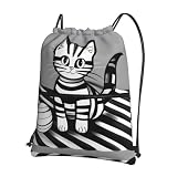 Trukd Play Ball Kitty - Mochila con cremallera y cordón, diseño versátil, duradero y elegante para uso diario, color negro, talla única, mochilas de día, NEGRO, talla única