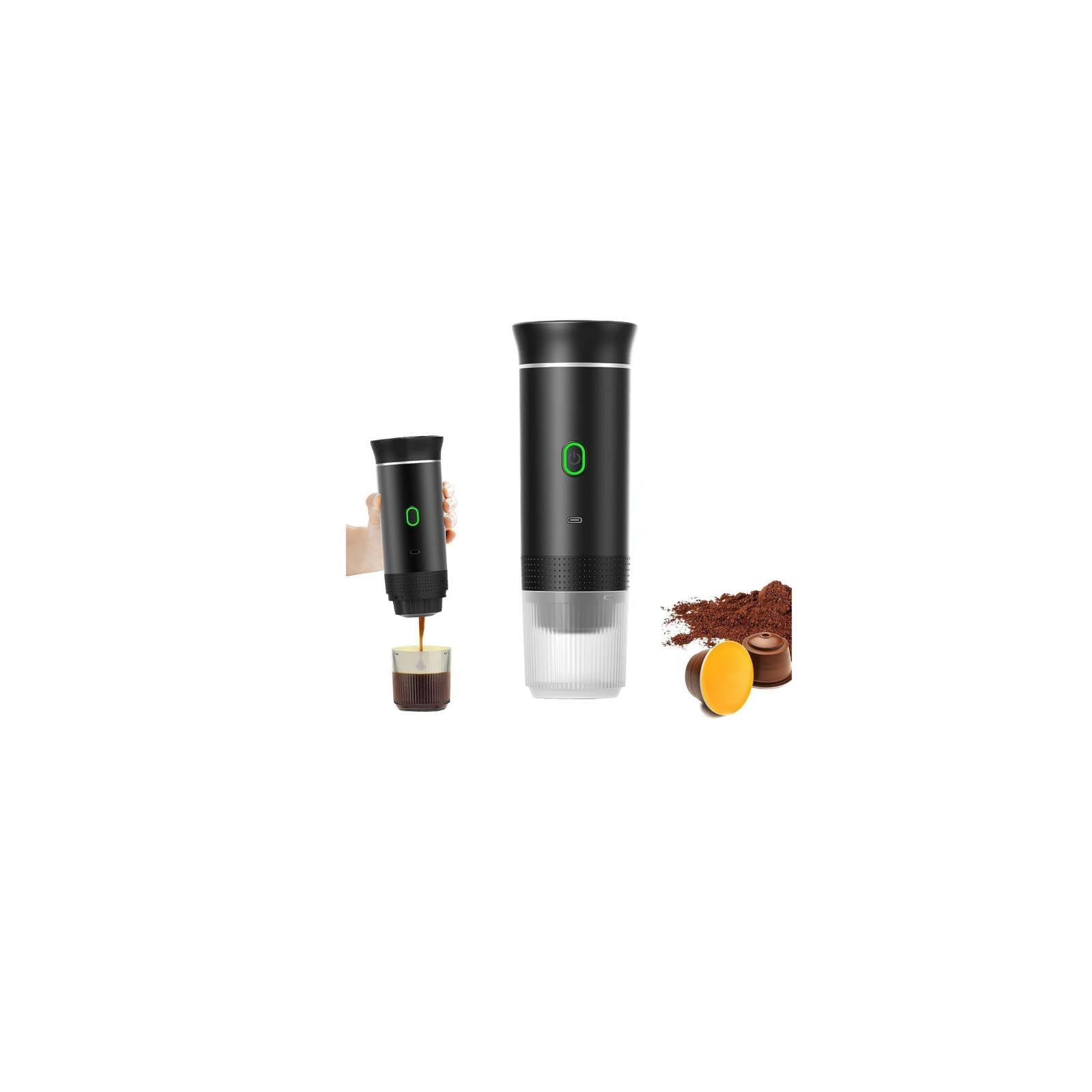 Genérico Mini Portable Coffee Maker, 3 in 1, Wireless, Self-heating, 12 V Coffee Maker, Mini Coffee Maker to Go for Camping, Hiking, Travel and Home Use (Black)