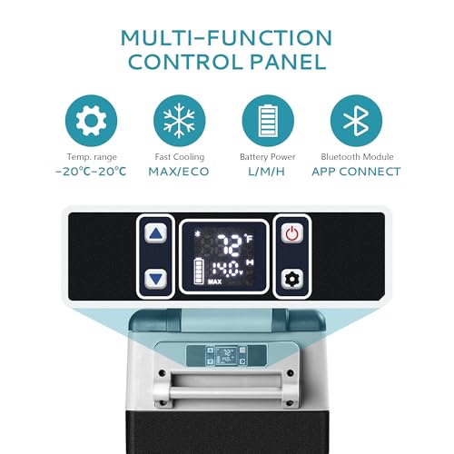 EUHOMY 40L Car Fridge Freezer 12V, Portable Camping Freezer Car Refrigerators with APP Control, Compressor Fridge with 12/24V DC & 110-240V AC, 42dB Quiet for Camping, RV, Road Trip, Picnic(Gray) - Image 3